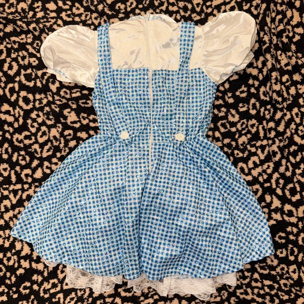 Rubies Dorothy Costume Kids Medium Blue Gingham Sequin Wizard of Oz Movie Dress
